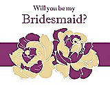 Front View Thumbnail - Buttercup & Persian Plum Will You Be My Bridesmaid Card - 2 Color Flowers