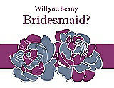 Front View Thumbnail - Larkspur Blue & Persian Plum Will You Be My Bridesmaid Card - 2 Color Flowers