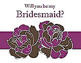 Front View Thumbnail - Latte & Persian Plum Will You Be My Bridesmaid Card - 2 Color Flowers