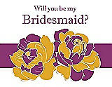 Front View Thumbnail - Mango & Persian Plum Will You Be My Bridesmaid Card - 2 Color Flowers