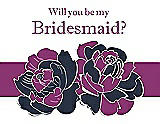 Front View Thumbnail - Midnight Navy & Persian Plum Will You Be My Bridesmaid Card - 2 Color Flowers