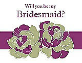 Front View Thumbnail - Mint & Persian Plum Will You Be My Bridesmaid Card - 2 Color Flowers