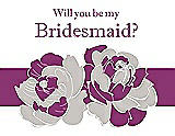 Front View Thumbnail - Oyster & Persian Plum Will You Be My Bridesmaid Card - 2 Color Flowers