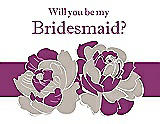 Front View Thumbnail - Sand & Persian Plum Will You Be My Bridesmaid Card - 2 Color Flowers