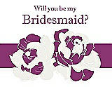 Front View Thumbnail - Snow White & Persian Plum Will You Be My Bridesmaid Card - 2 Color Flowers