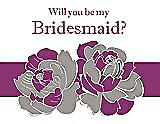 Front View Thumbnail - Taupe & Persian Plum Will You Be My Bridesmaid Card - 2 Color Flowers