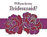 Front View Thumbnail - Valentine & Persian Plum Will You Be My Bridesmaid Card - 2 Color Flowers
