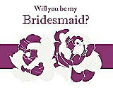 Front View Thumbnail - White & Persian Plum Will You Be My Bridesmaid Card - 2 Color Flowers