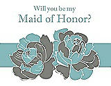 Front View Thumbnail - Charcoal Gray & Seaside Will You Be My Maid of Honor Card - 2 Color Flowers