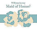 Front View Thumbnail - Corn Silk & Seaside Will You Be My Maid of Honor Card - 2 Color Flowers