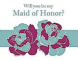 Front View Thumbnail - Watermelon & Seaside Will You Be My Maid of Honor Card - 2 Color Flowers