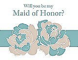 Front View Thumbnail - Cameo & Seaside Will You Be My Maid of Honor Card - 2 Color Flowers