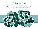 Front View Thumbnail - Hunter Green & Seaside Will You Be My Maid of Honor Card - 2 Color Flowers
