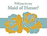 Front View Thumbnail - Mango & Seaside Will You Be My Maid of Honor Card - 2 Color Flowers