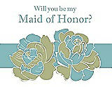 Front View Thumbnail - Mint & Seaside Will You Be My Maid of Honor Card - 2 Color Flowers