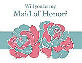 Front View Thumbnail - Nectar & Seaside Will You Be My Maid of Honor Card - 2 Color Flowers