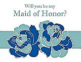 Front View Thumbnail - Royal Blue & Seaside Will You Be My Maid of Honor Card - 2 Color Flowers