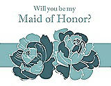 Front View Thumbnail - Teal & Seaside Will You Be My Maid of Honor Card - 2 Color Flowers