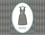 Front View Thumbnail - Charcoal Gray & Pantone Turquoise Will You Be My Bridesmaid Card - Dress