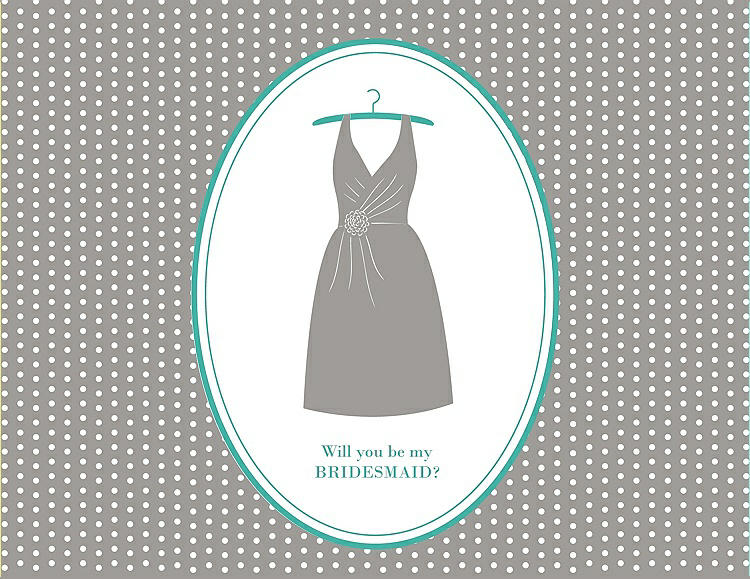 Front View - Cathedral & Pantone Turquoise Will You Be My Bridesmaid Card - Dress