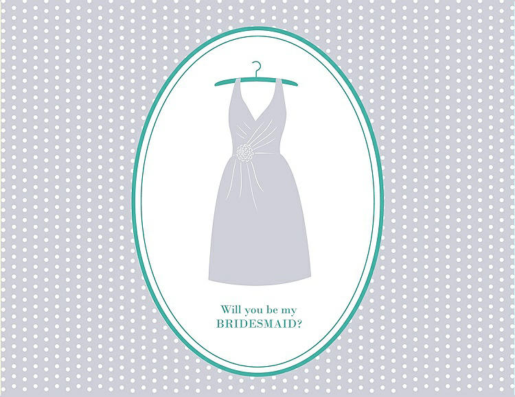 Front View - Dove & Pantone Turquoise Will You Be My Bridesmaid Card - Dress