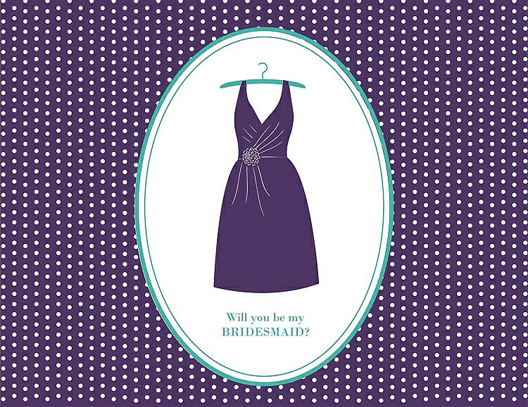 Front View - Majestic & Pantone Turquoise Will You Be My Bridesmaid Card - Dress