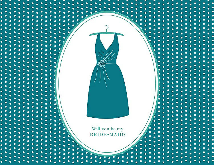 Front View - Oasis & Pantone Turquoise Will You Be My Bridesmaid Card - Dress