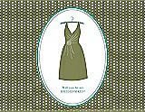 Front View Thumbnail - Olive & Pantone Turquoise Will You Be My Bridesmaid Card - Dress