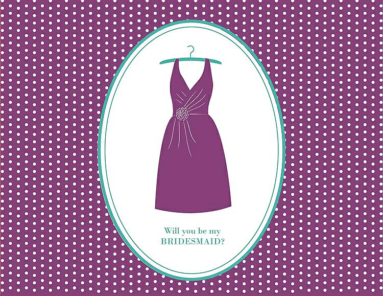 Front View - Paradise & Pantone Turquoise Will You Be My Bridesmaid Card - Dress