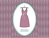 Front View Thumbnail - Rosebud & Pantone Turquoise Will You Be My Bridesmaid Card - Dress
