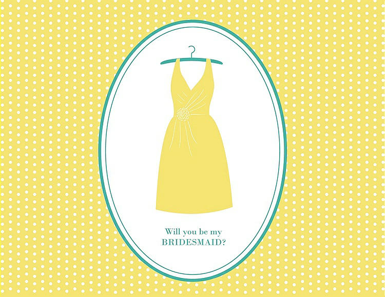 Front View - Snapdragon & Pantone Turquoise Will You Be My Bridesmaid Card - Dress