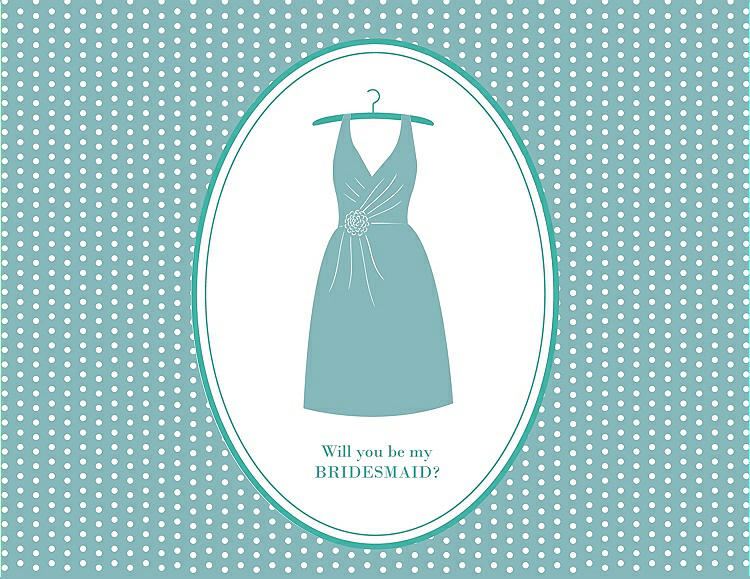 Front View - Seaside & Pantone Turquoise Will You Be My Bridesmaid Card - Dress
