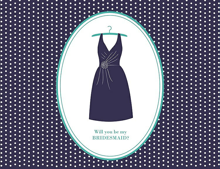 Front View - Amethyst & Pantone Turquoise Will You Be My Bridesmaid Card - Dress