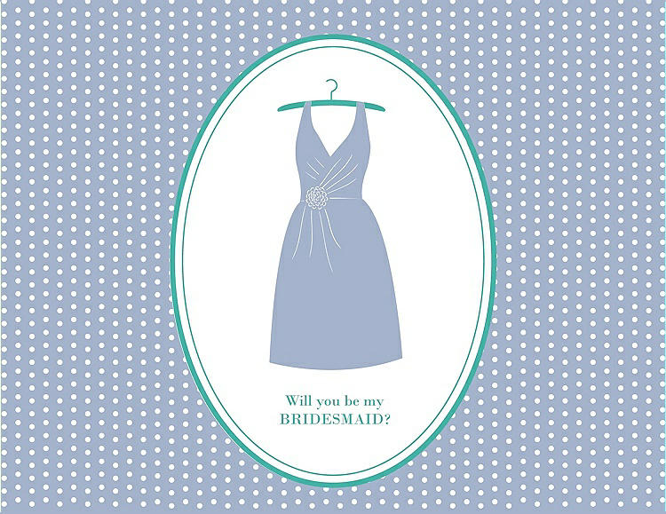 Front View - Arctic & Pantone Turquoise Will You Be My Bridesmaid Card - Dress