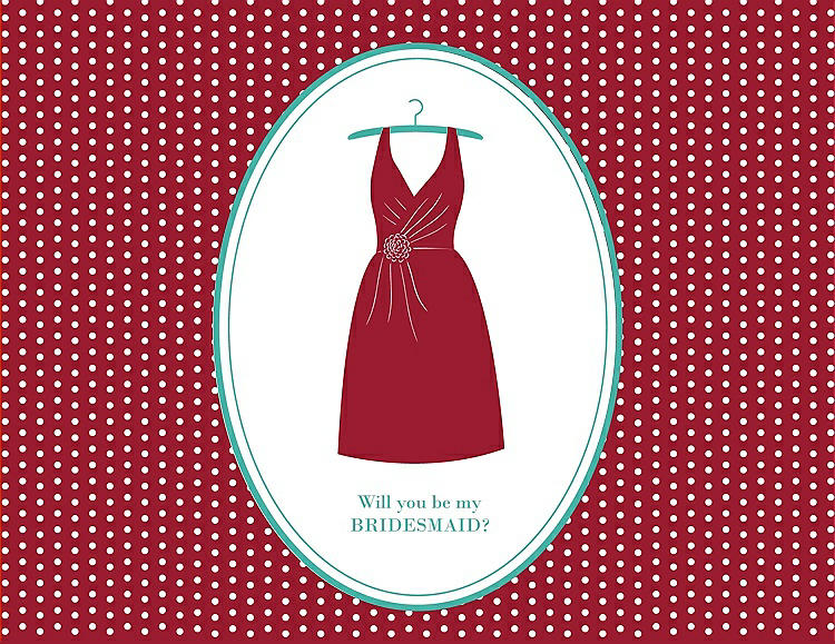 Front View - Barcelona & Pantone Turquoise Will You Be My Bridesmaid Card - Dress