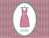 Front View Thumbnail - Carnation & Pantone Turquoise Will You Be My Bridesmaid Card - Dress