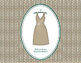 Front View Thumbnail - Champagne & Pantone Turquoise Will You Be My Bridesmaid Card - Dress
