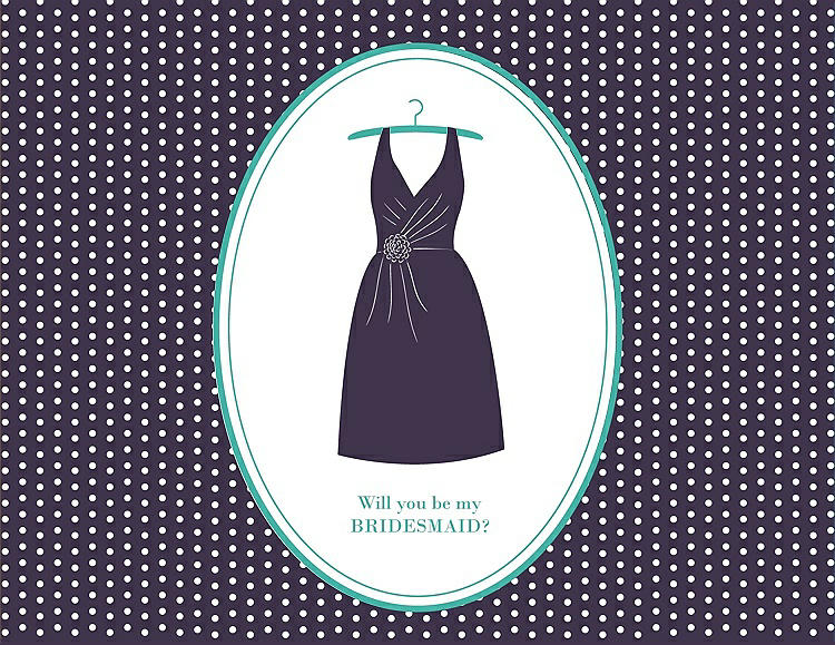 Front View - Concord & Pantone Turquoise Will You Be My Bridesmaid Card - Dress