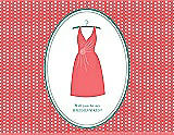 Front View Thumbnail - Coral & Pantone Turquoise Will You Be My Bridesmaid Card - Dress