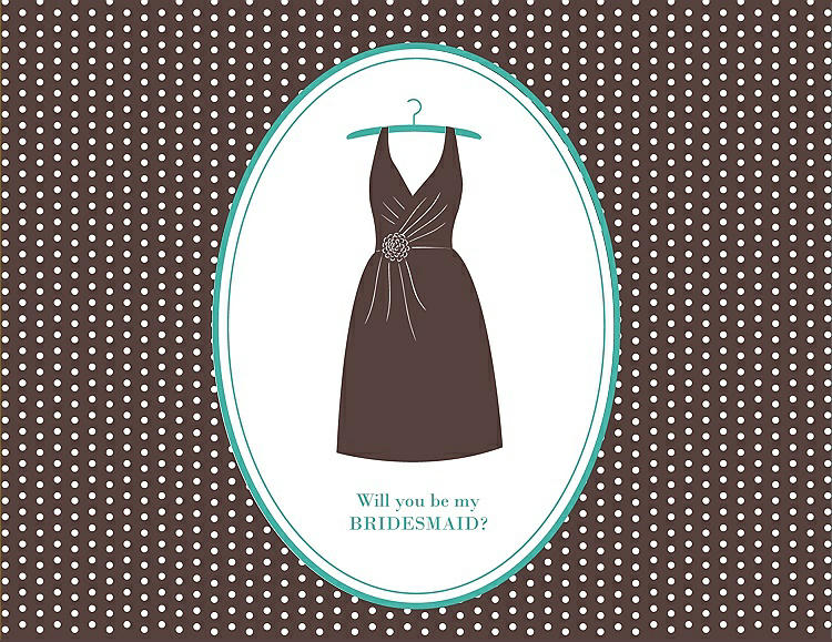 Front View - Drift Wood & Pantone Turquoise Will You Be My Bridesmaid Card - Dress