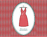 Front View Thumbnail - Perfect Coral & Pantone Turquoise Will You Be My Bridesmaid Card - Dress