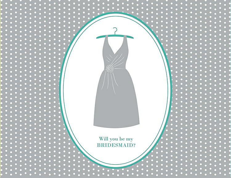 Front View - Frost & Pantone Turquoise Will You Be My Bridesmaid Card - Dress