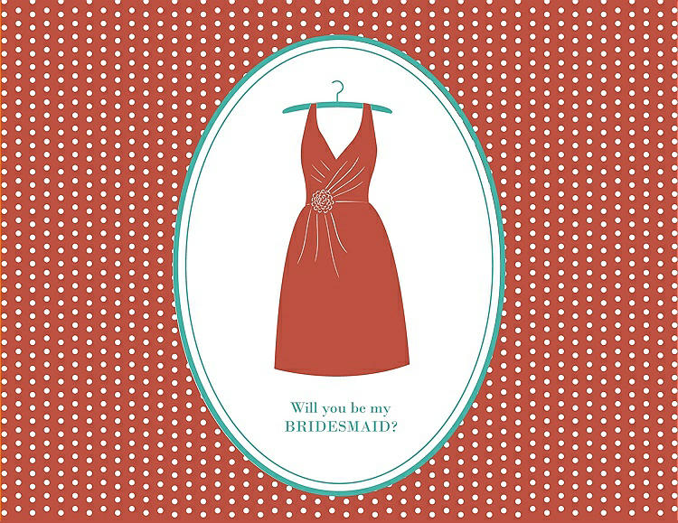 Front View - Fiesta & Pantone Turquoise Will You Be My Bridesmaid Card - Dress