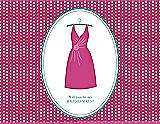 Front View Thumbnail - Fuchsia & Pantone Turquoise Will You Be My Bridesmaid Card - Dress
