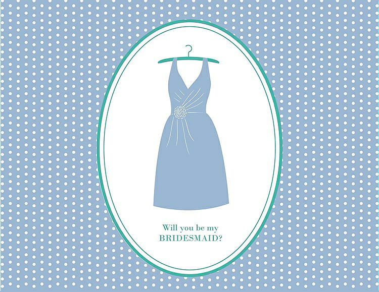 Front View - Ice Blue & Pantone Turquoise Will You Be My Bridesmaid Card - Dress