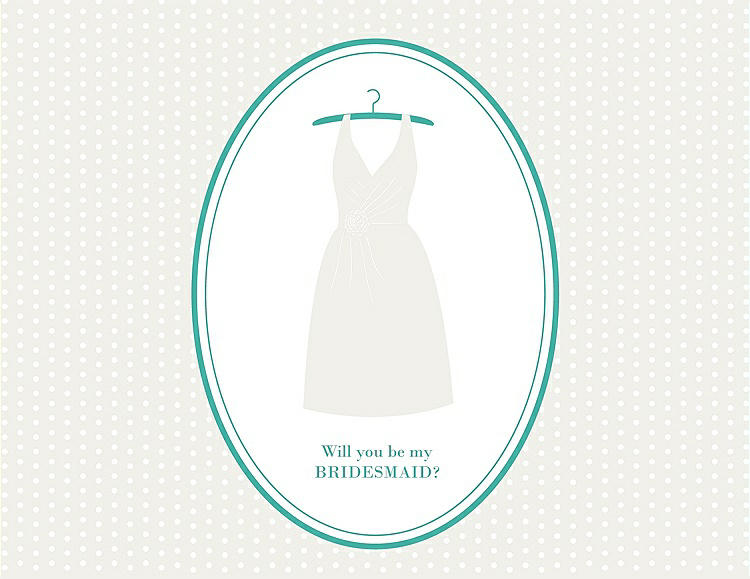 Front View - Ivory & Pantone Turquoise Will You Be My Bridesmaid Card - Dress