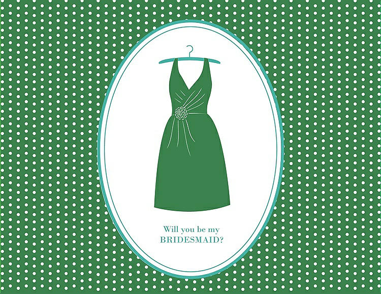 Front View - Ivy & Pantone Turquoise Will You Be My Bridesmaid Card - Dress