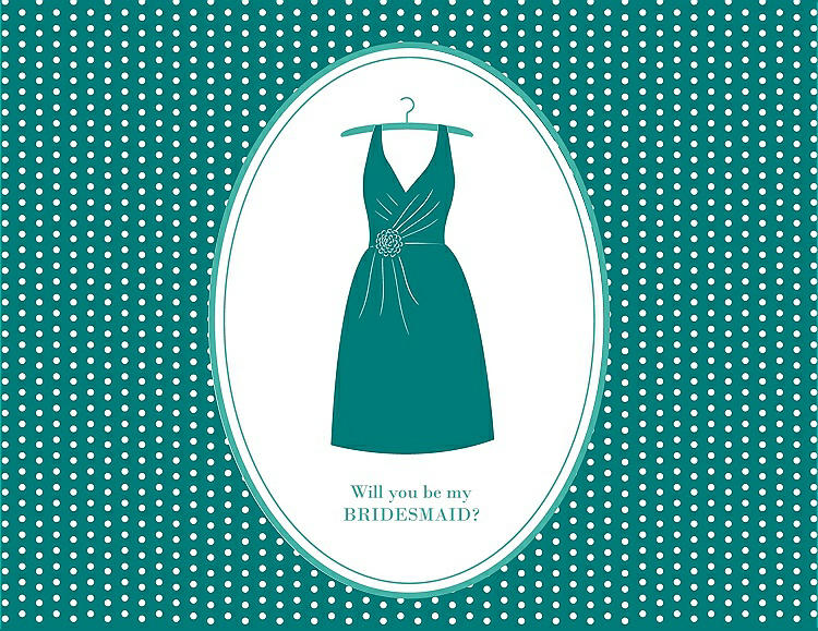 Front View - Jade & Pantone Turquoise Will You Be My Bridesmaid Card - Dress