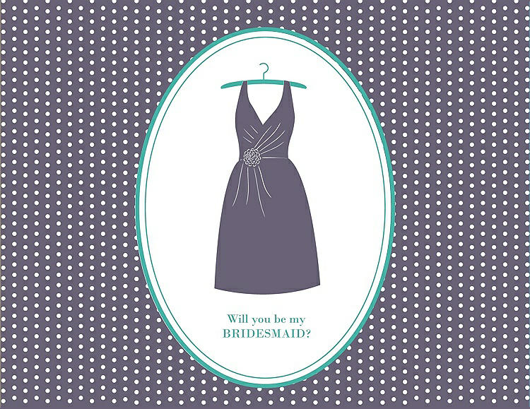 Front View - Lavender & Pantone Turquoise Will You Be My Bridesmaid Card - Dress