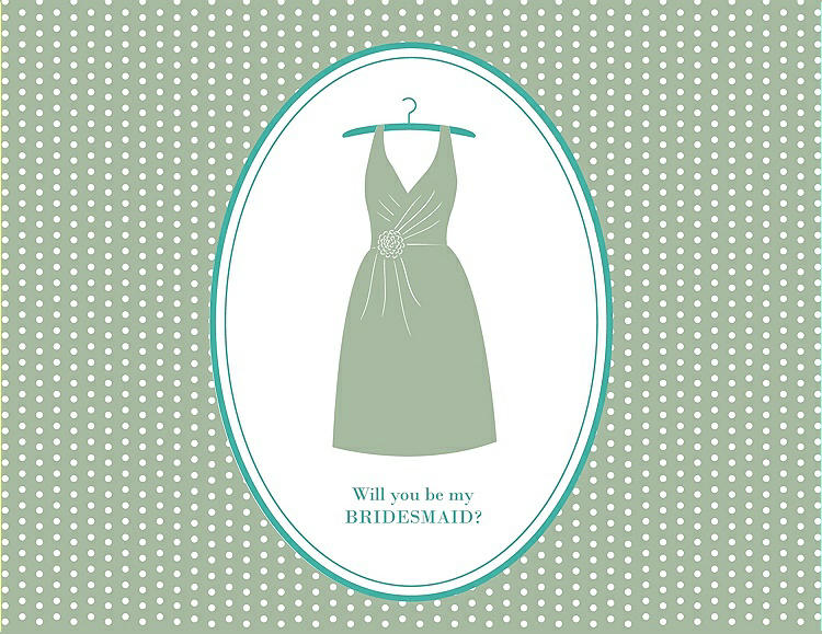 Front View - Mermaid & Pantone Turquoise Will You Be My Bridesmaid Card - Dress
